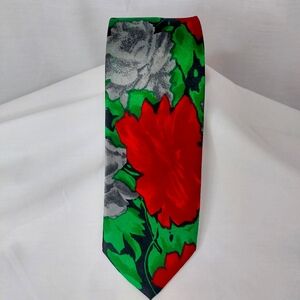 Vintage Picasso Collection Red Rose Necktie Handmade Korea‎ 60"x3.5"